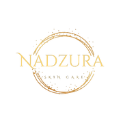 gold circular design with the brand name Nadzura going through the center of the circle with skin care at the bottom 